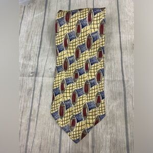 Studio by Fumagalli's Men's Tie 100% Silk Yellow Blue Tan Geometric Pattern